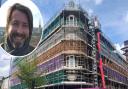 Work on the Mercy nightclub redevelopment in Norwich seems to have stalled. Inset: Green councillor Ben Price