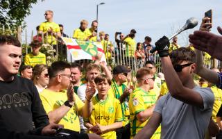 Norwich City fans turned out in their droves to greet the team bus.