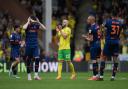 Teemu Pukki applauds fans during his final game for City last season