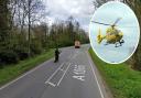 An air ambulance landed at the scene of a crash near Thetford