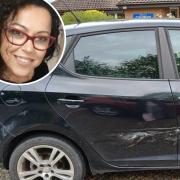 Maxine, inset, is hoping someone may have witnessed a hit-and-run on her car while it was parked at Cringleford Surgery on Thursday