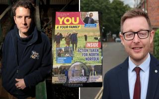 Ali Cargill (Left) was left bemused after appearing on a leaflet promoting North Norfolk Conservative MP Duncan Baker