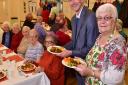 Kingsley Healthcare sponsor the Lowestoft club for elderly people's Christmas party.Stephen Pullinger (Kingsley Healthcare) with Rita CarterPHOTO: Nick Butcher
