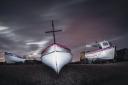Jody Lawrence North Norfolk night photos exhibition. Three Boats at Weybourne. Picture; JODY LAWRENCE