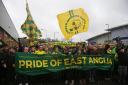 Norwich fans marched to Carrow Road ahead of City's 3-0 win over Ipswich in February 2019