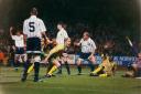 Canaries legend John Polston, pictured scoring against Vitesse Arnhem in the Uefa Cup in 1993, is selling the shirt he wore during the 1992 FA Cup semi-final