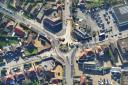 An aerial view of work on the Heartsease roundabout in Norwich
