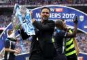 David Wagner celebrates leading Huddersfield Town to play-offs victory in 2017.