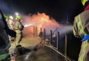 Crews battled the blaze at Broadlands Marina in Oulton Broad