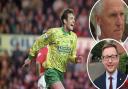 Former Norwich City striker Chris Sutton's dementia campaign was raised in Parliament. Inset: Chris Sutton's father Mike and Duncan Baker MP
