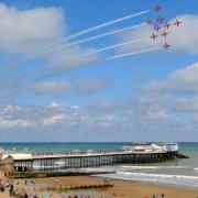 The Red Arrows soaring above Cromer Pier Picture: ANTONY KELLY