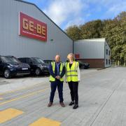 South West Norfolk MP Liz Truss with GE-BE managing director Carl Green at the new depot in Swaffham