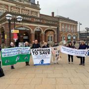 Members of the Campaign to Save Mental Health Services in Norfolk and Suffolk at Norwich station