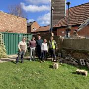 Work has started on a new entrance at Dereham Baptist Church. Pictured L-R: Facilities administrator Tim Bash, associate minister Dave Ward, lead minister Nigel Bayley, office administrator Julie Mann and Simon Bunting, of Bunting and Son