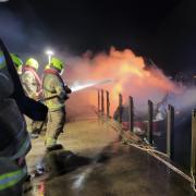 Crews battled the blaze at Broadlands Marina in Oulton Broad