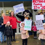 Parents and children protest against the closure of Tuckswood Nursery