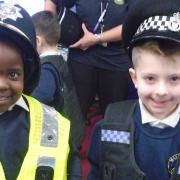 The children got to dress up like police officers following the talk