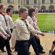 Jake Annison (centre) was awarded the award of King's Scout at a Windsor Castle ceremony.
