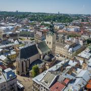 The city of Lviv in the Lviv region of Ukraine