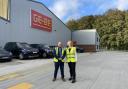 South West Norfolk MP Liz Truss with GE-BE managing director Carl Green at the new depot in Swaffham