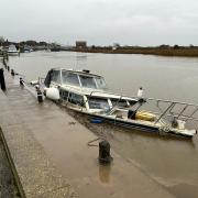 A sunken boat at Reedham on the River Yare that has since been raised by the BA