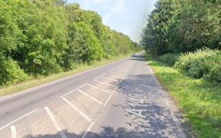 A cyclist in his 70s was taken to hospital after a crash on the A148 in Holt
