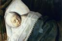 Painting: A child of the Honigh Family on its deathbed by an unknown artist