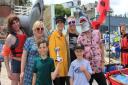 Sheringham Playpark Revamp crew with their Jaws-inspired craft, which won wackiest raft trophy in this year's Sheringham Carnival raft race.Photo: KAREN  BETHELL
