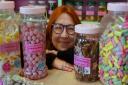 Fay Dewing, owner of Sew Sweet in Fakenham, with the old-fashioned style jars of sweet favourites. Picture: DENISE BRADLEY
