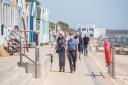 Visitors enjoying the hot weather in Southwold on Wednesday