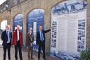 The unveiling of the new timeline to celebrate the 175th anniversary of the railway reaching Lowestoft.