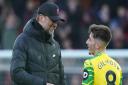 Jurgen Klopp exchanges words with Norwich City loanee Billy Gilmour after Liverpool's 3-1 Premier League win