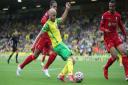 Teemu Pukki in action for Norwich during the 3-0 loss to Liverpool at Carrow Road in August