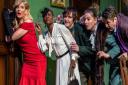 Michelle Collins (far left) stars as Miss Scarlett in Cluedo heading to Norwich Theatre Royal.