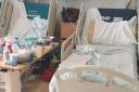 One patient took this photo of her bed at the NNUH in a ward where extra beds are being squeezed in to increase capacity