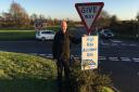 Councillor Tom FitzPatrick at the Hempton crossroads, earmarked for a new roundabout