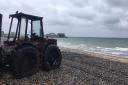 A tractor on Cromer beach. Picture: STUART ANDERSON