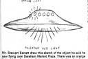 Mr Barrett's sketch of the UFO he saw of Dereham. Date: 20 May 1977. Picture: Archant/Dereham & Fakenham Times