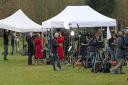 Members of the media gather outside the visitors' centre at the Sandringham Estate, Norfolk, where Queen Elizabeth II and senior royals will hold crisis talks over the Duke and Duchess of Sussex future roles.  Picture: Steve Parsons/PA Wire