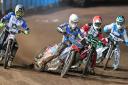 Some tight racing as King's Lynn Stars go head to head with Poole Pirates in one of the biggest meetings in their history Picture: TAYLOR LANNING