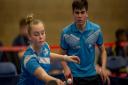 Mollie Patterson in mixed doubles action. Picture: Michael Loveder