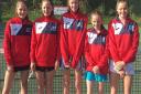 Norfolk's under-14 girls' team, from left, Hannah Mann, Elissa Wood, Hannah Wilson Kemsley, Daisy Waddison and Mia Bartram. Picture: Norfolk LTA