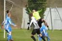 Mattishall goalkeeper, Jay Tiplady, in action against Acle. Picture: DENISE BRADLEY