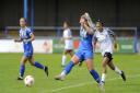 Kimberley Fairweather stretches to intercept during King's Lynn Town Ladies win over Royston