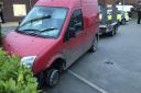 Police used a stinger to disable the tyres on this van after a pursuit which started in King's Lynn. Pic: Norfolk Constabulary.