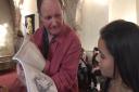 Author, poet, playwright Michael Morpurgo who wrote War Horse: Only Remembered which was performed at St Andrew's Hall, Norwich. He is pictured with 12-year-old Mimi Ronson who reviewd the play. Picture: NINA NANNAR