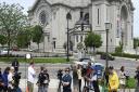 Members of the media wait outside an American cathedral in 2015 for news after an historic clergy sex-abuse scandal prompted numerous lawsuits from victims and led to bankruptcy. Picture: AP Photo/Craig Lassig