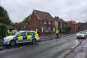 Police at the scene of the crash at Norwich Road, Yaxham. Picture: STEVE SHAW