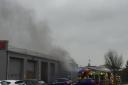 Workshop blaze being tackled in Lowestoft. Picture: SIMON WARD