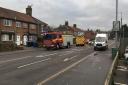 Emergency services closed Dereham Road yesterday after a manhole exploded. PICTURE: Dan Grimmer
